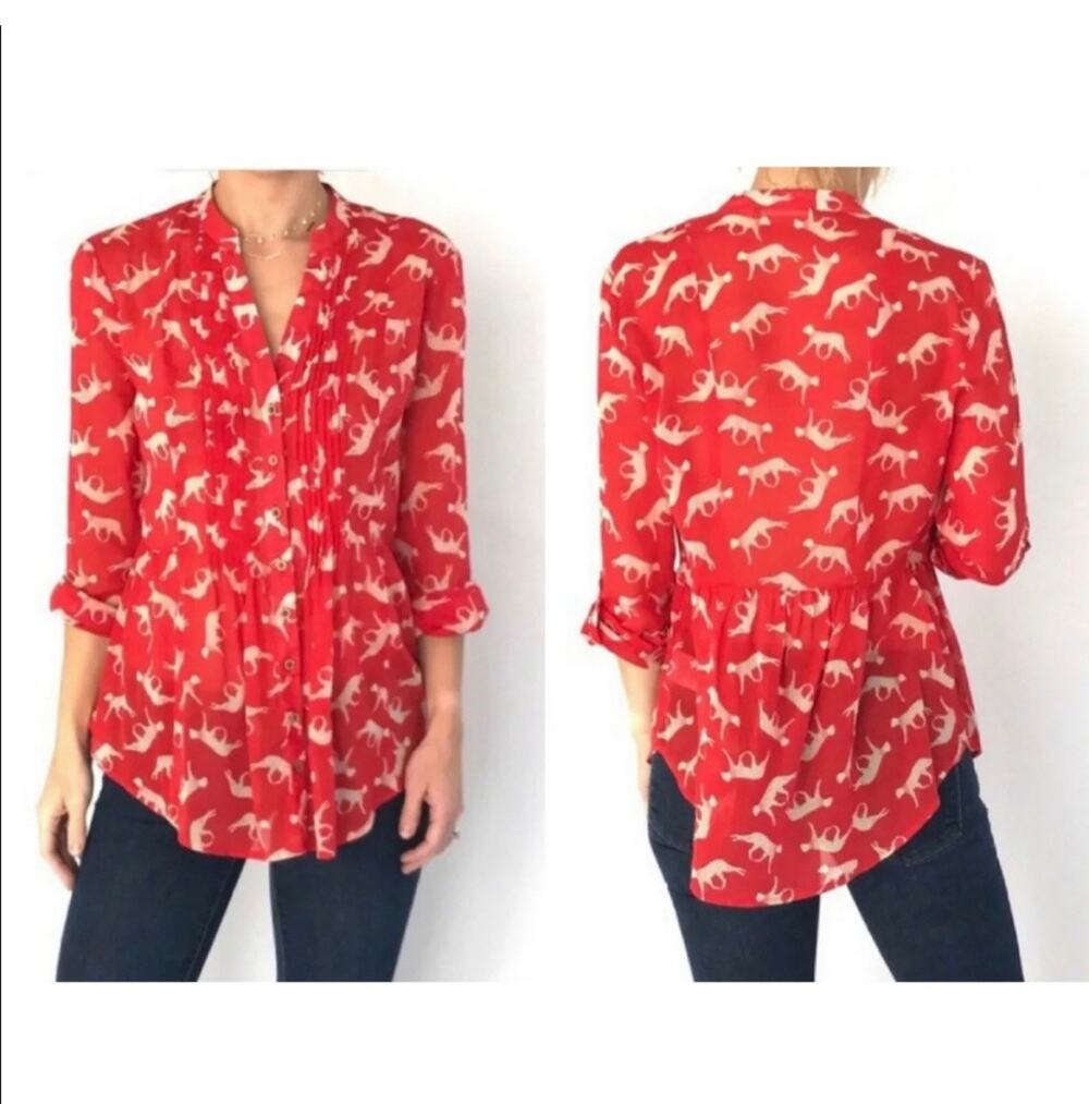 Anthropologie Maeve Cheetah Print Button Down Shirt Size 0